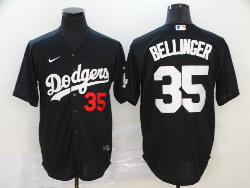 Men Los Angeles Dodgers 35 Bellinger Black Game Nike MLB Jerseys